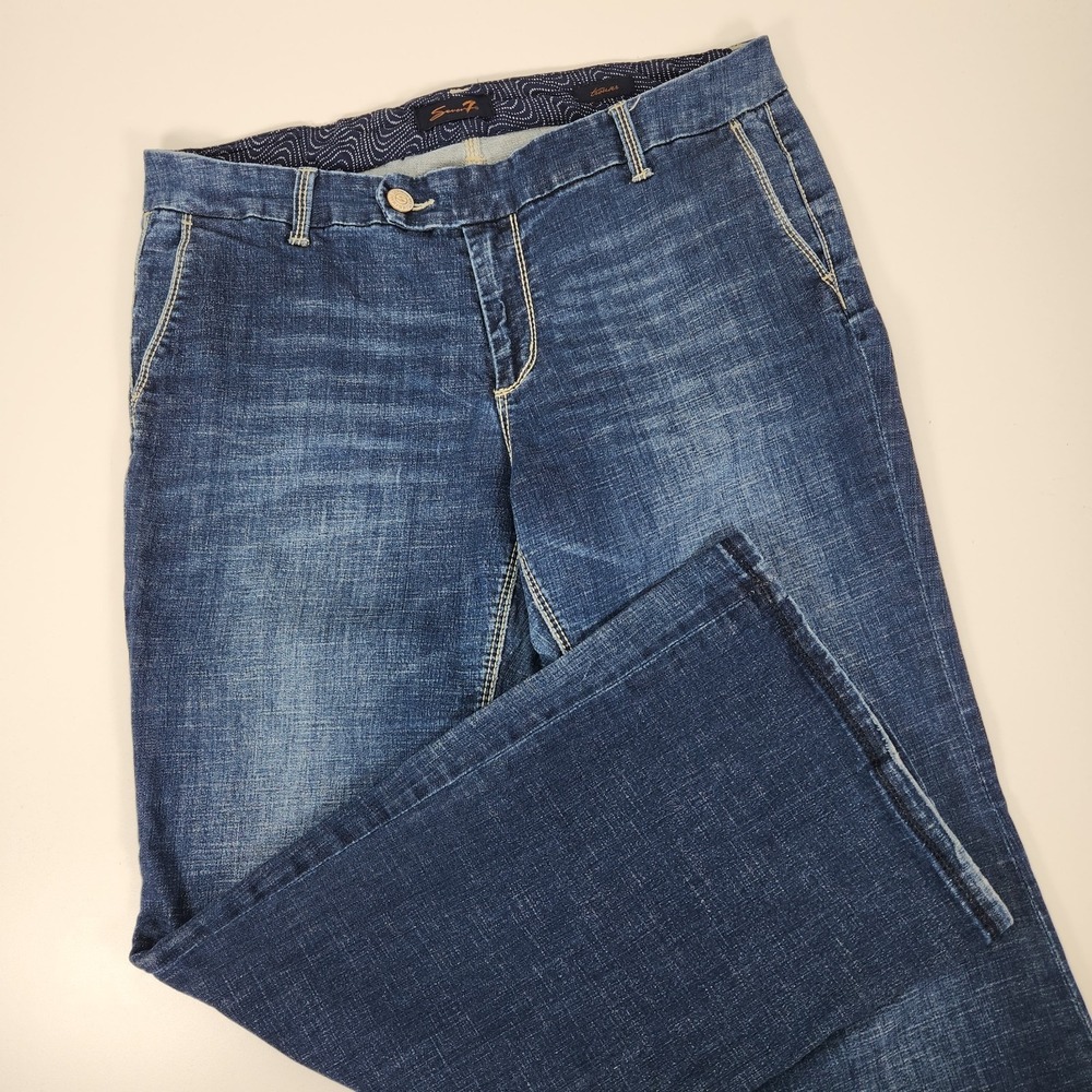 Seven7 Women's Wide Leg Jeans in Medium Blue Wash